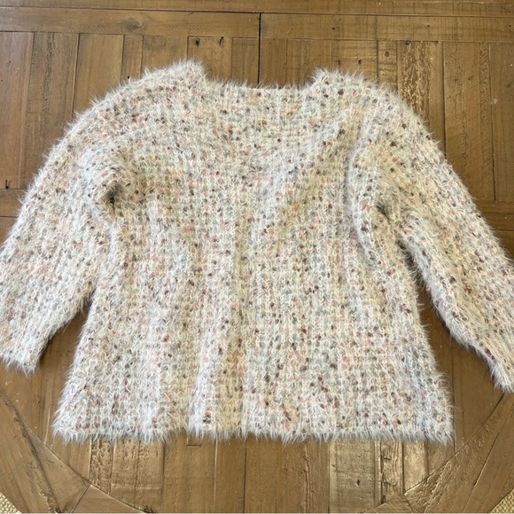 Pol Teddy Fuzzy Knit V-neck Sweater Small Oversized Bohemian Festival Cozy - Picture 5 of 7